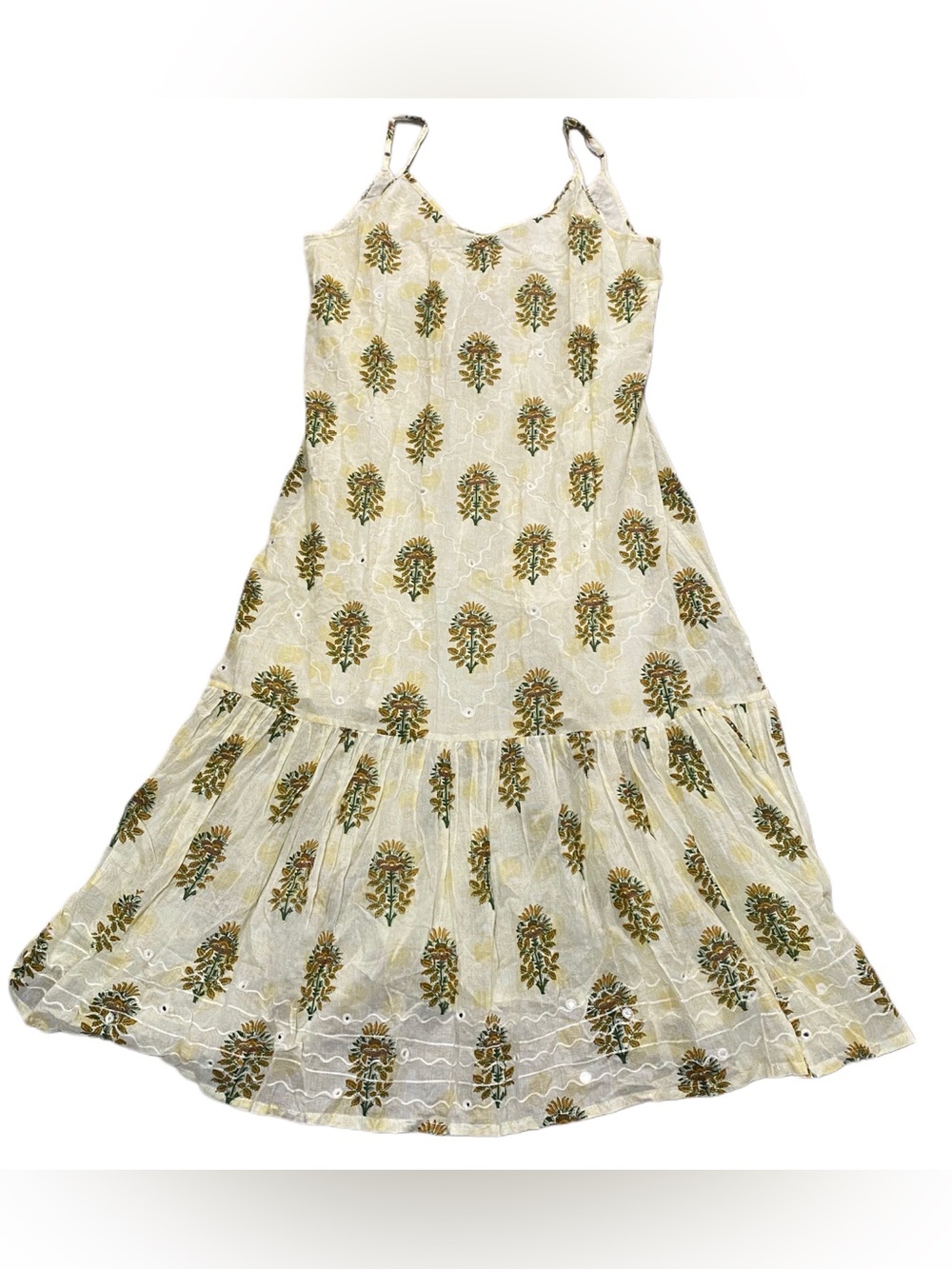 Meher’s Ethically made Artisan strappy tank floral Maxi Dress Cotton Boho XL
